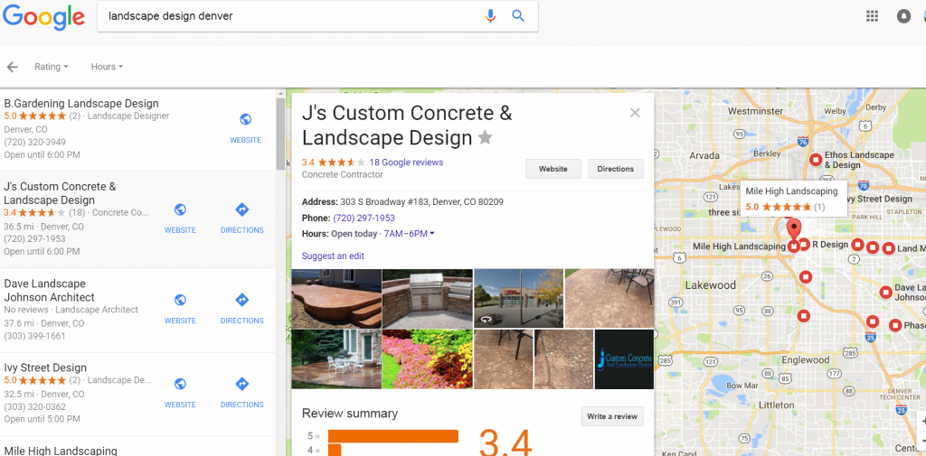 google landscaping reviews 