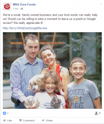 ask for review on facebook