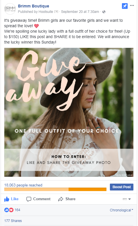 Instagram giveaway