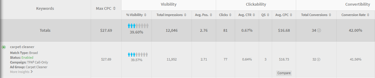 carpet cleaner marketing case study keyword data