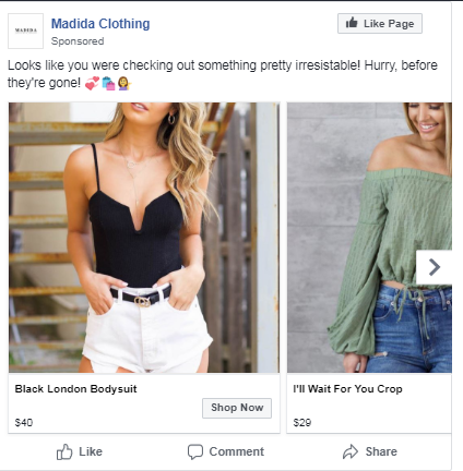 ecommerce case study facebook abandon cart ad