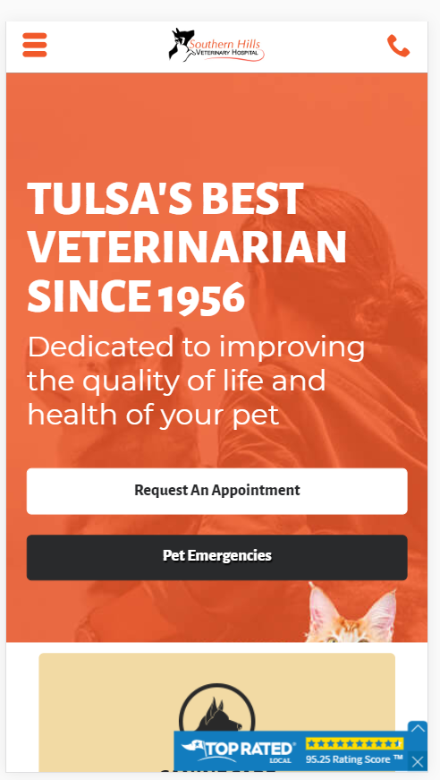 vet case study mobile site above the fold