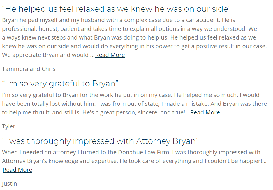law firm websites testimonials