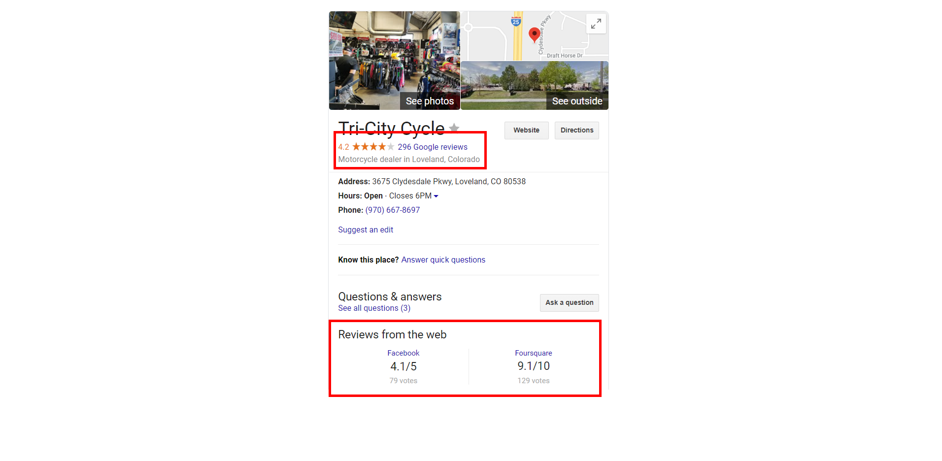 motorcycle dealership advertising GMB listing