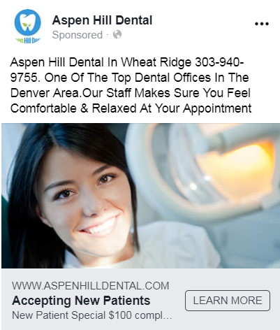 dental facebook ad example